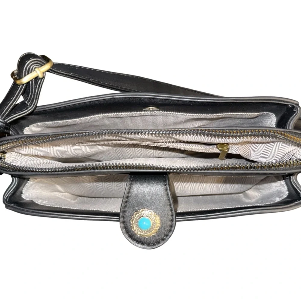 Black Embossed Shoulder Bag